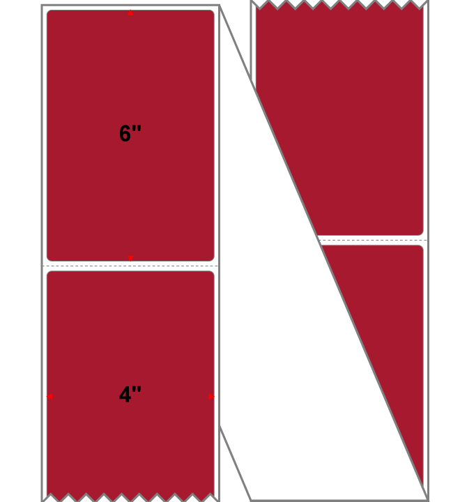 Fanfolded - 4 X 6 Premium Paper Direct Thermal Label - PMS 187 Dark Red 187 - Permanent