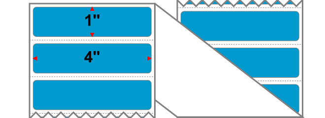 Fanfolded - 4 X 1 Premium Paper Thermal Transfer Label - Fluorescent Blue 801 - Permanent