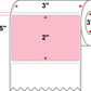 3 X 2 Premium Paper Thermal Transfer Label - Perforated - PMS 182 Pink 182 - 8" Roll - Permanent