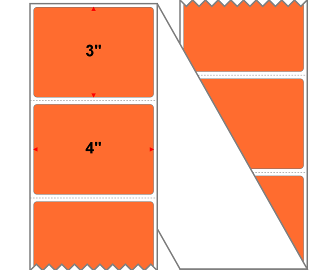 Fanfolded - 4 X 3 Premium Paper Thermal Transfer Label - PMS 021 Orange 21 - Permanent