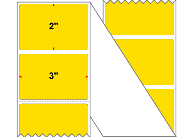 Fanfolded - 3 X 2 Premium Paper Thermal Transfer Label - Pantone Yellow Yellow - Permanent