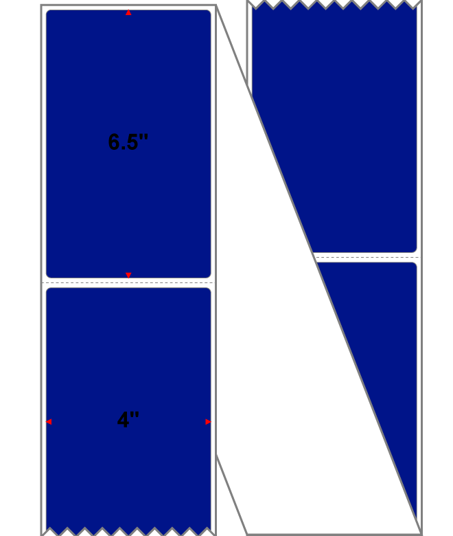 Fanfolded - 4 X 6.5 Premium Paper Direct Thermal Label - PMS Reflex Blue Reflex Blue - Permanent