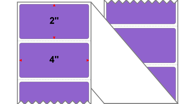 Fanfolded - 4 X 2 Premium Paper Direct Thermal Label - PMS 265 Medium Violet 265 - Permanent