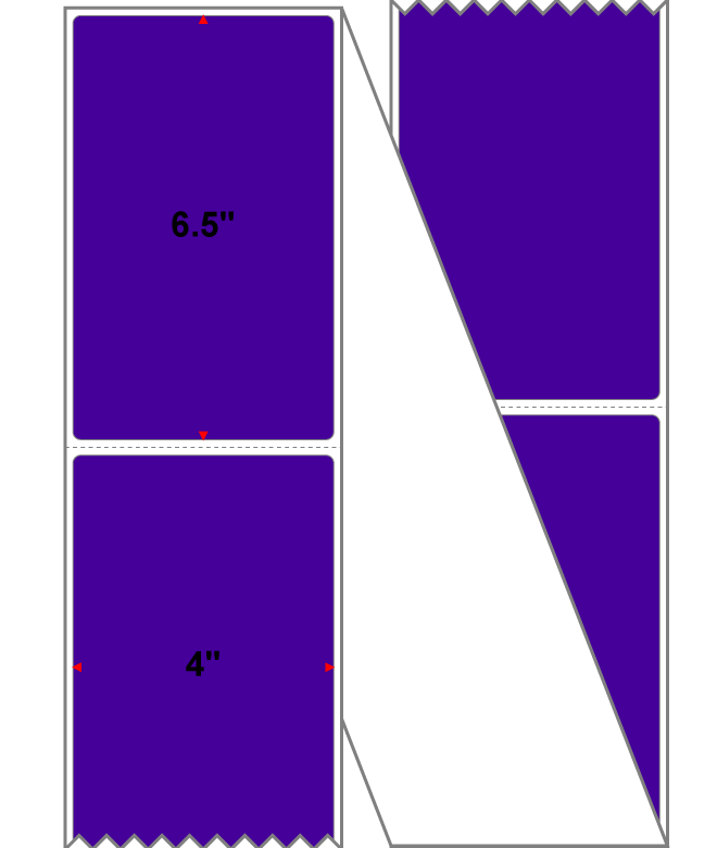 Fanfolded - 4 X 6.5 Premium Paper Thermal Transfer Label - Pantone Violet (Dark) Pantone Violet (Dark) - Permanent