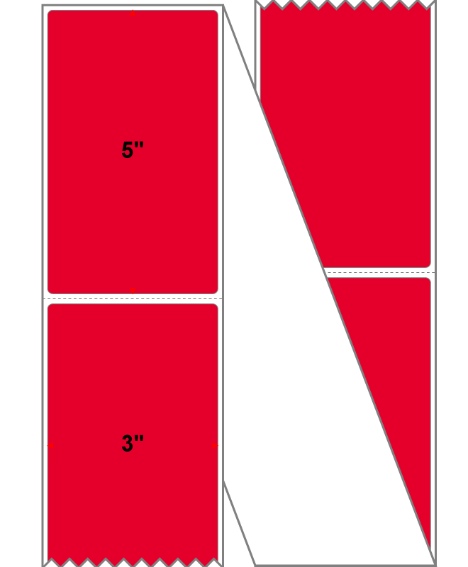 Fanfolded - 3 X 5 Premium Paper Direct Thermal Label - PMS 185 Red 185 - Permanent