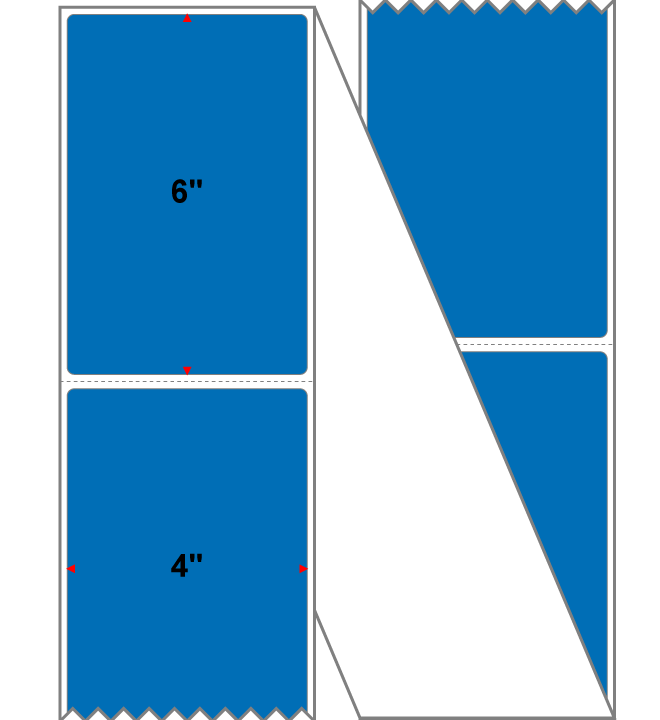 Fanfolded - 4 X 6 Premium Paper Direct Thermal Label - PMS 300 Blue 300 - Permanent