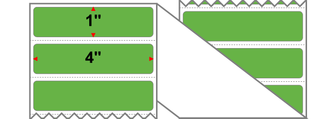 Fanfolded - 4 X 1 Premium Paper Thermal Transfer Label - PMS 368 Medium Green/Yellow 368 - Permanent