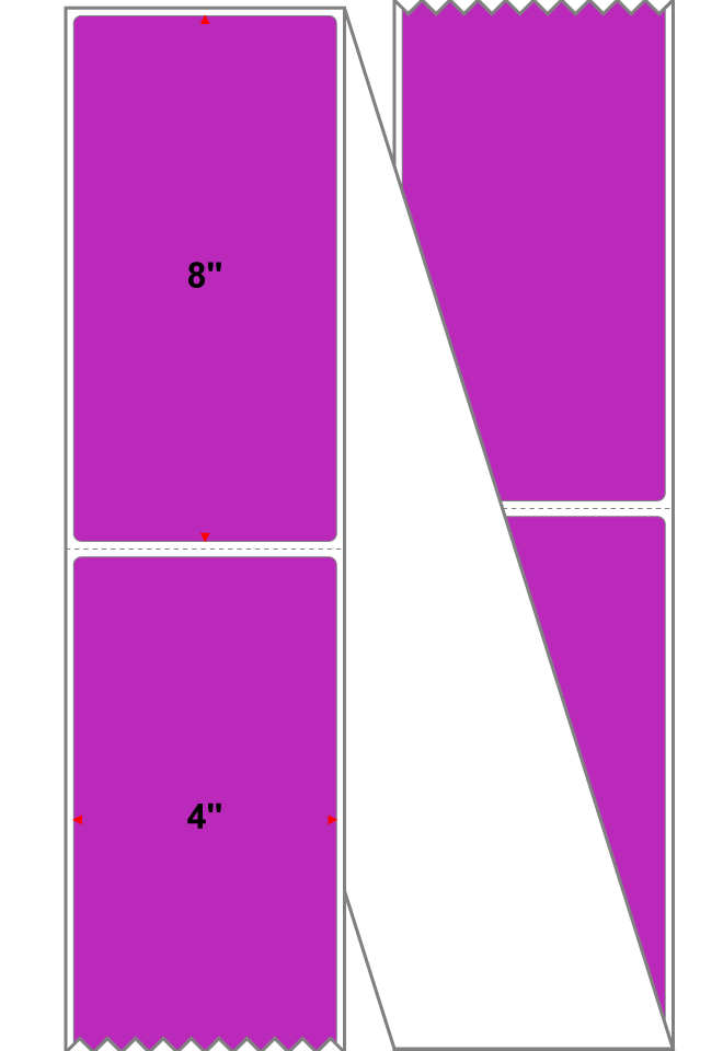 Fanfolded - 4 X 8 Premium Paper Direct Thermal Label - Pantone Purple Pantone Purple - Permanent