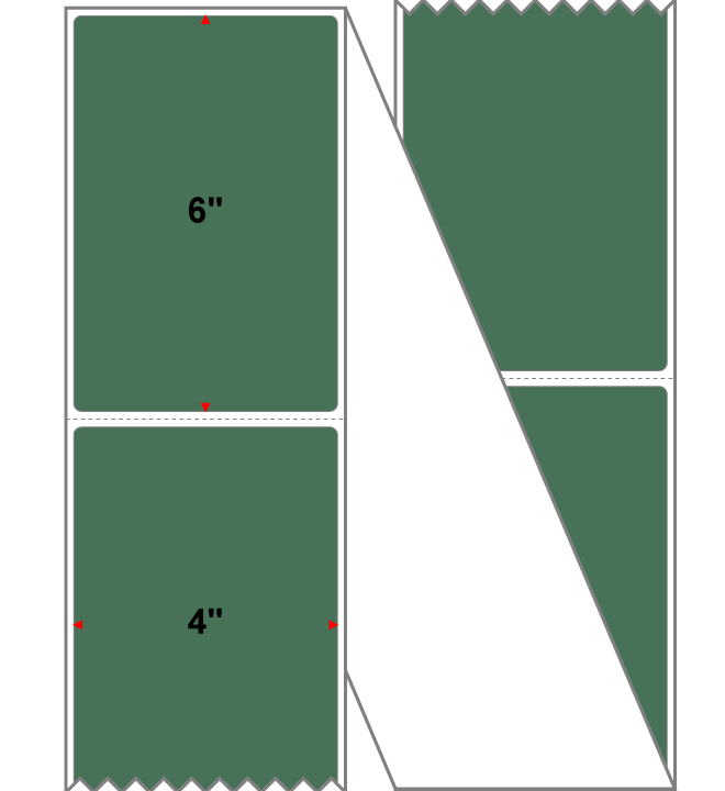 Fanfolded - 4 X 6 Premium Paper Direct Thermal Label - PMS 349 Forest Green 349 - Permanent