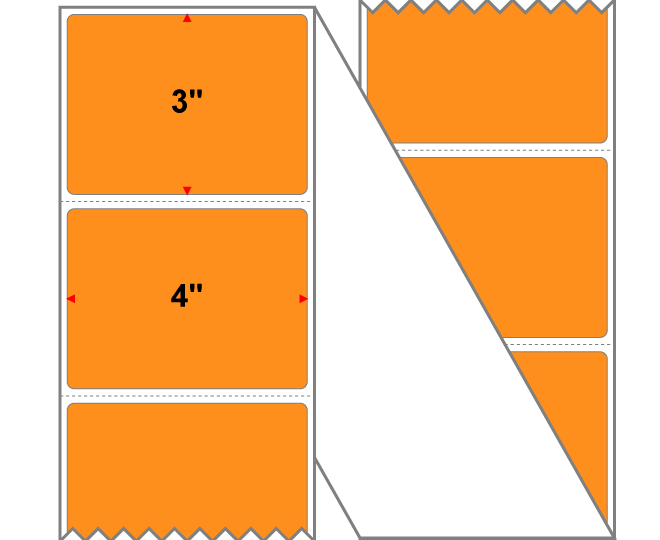 Fanfolded - 4 X 3 Premium Paper Thermal Transfer Label - PMS 1495 Orange/Peach 1495 - Permanent
