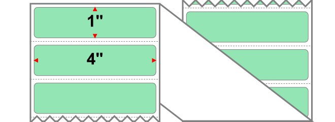 Fanfolded - 4 X 1 Premium Paper Thermal Transfer Label - PMS 351 Light Green 351 - Permanent