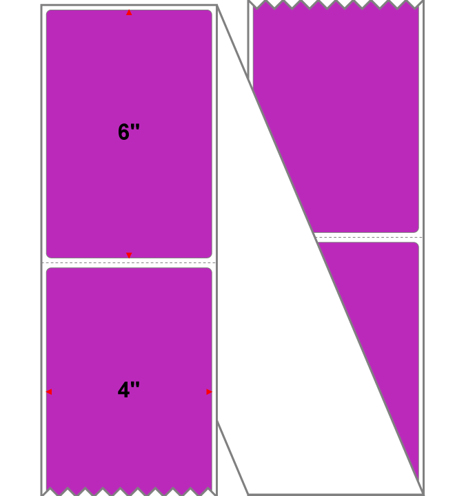 Fanfolded - 4 X 6 Premium Paper Direct Thermal Label - Pantone Purple Pantone Purple - Permanent