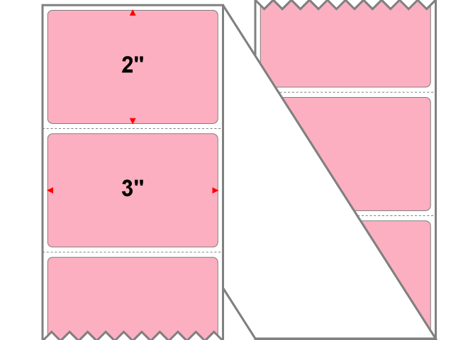 Fanfolded - 3 X 2 Premium Paper Thermal Transfer Label - PMS 1767 Pink 1767 - Permanent