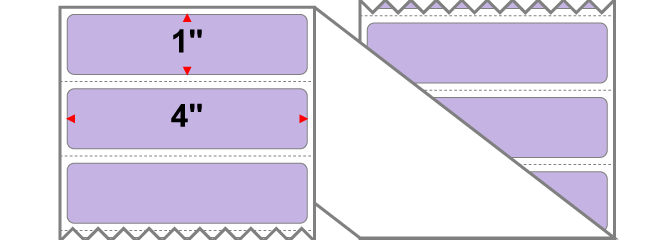 Fanfolded - 4 X 1 Premium Paper Thermal Transfer Label - PMS 2635 Lavender/Light Purple 2635 - Permanent