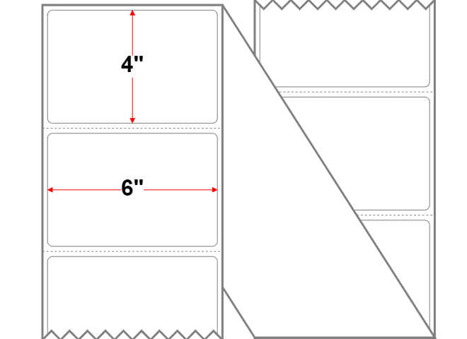 Fanfolded - 6 X 4 Economy Paper Thermal Transfer LabelWhite - Permanent