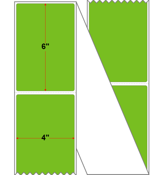 Fanfolded - 4 X 6 Economy Paper Direct Thermal Label - Green 368 - Permanent