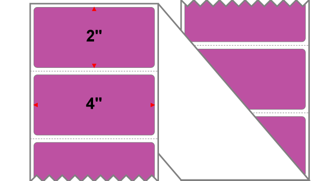 Fanfolded - 4 X 2 Premium Paper Direct Thermal Label - PMS 247 Dark Purple 247 - Permanent