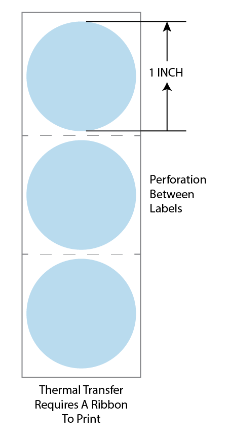 1 Inch Circle Premium Paper Thermal Transfer Label - Perforated - Pastel Blue 290 - Permanent