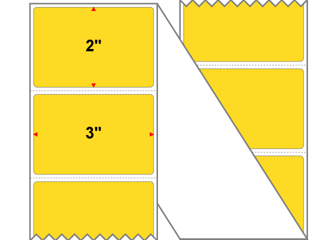 Fanfolded - 3 X 2 Premium Paper Direct Thermal Label - PMS 115 Yellow/Orange 115 - Permanent