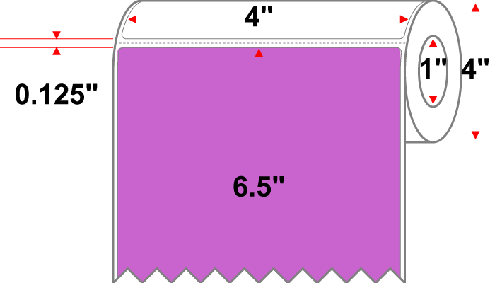 4 X 6.5 Premium Paper Direct Thermal Label - Perforated - PMS 252 Light Purple 252 - 4" Roll - Permanent