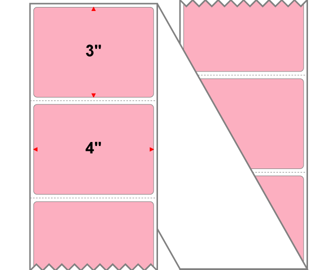 Fanfolded - 4 X 3 Premium Paper Direct Thermal Label - PMS 1767 Pink 1767 - Permanent