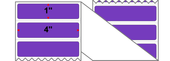 Fanfolded - 4 X 1 Premium Paper Direct Thermal Label - PMS 266 Violet 266 - Permanent
