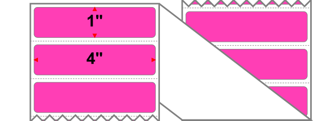Fanfolded - 4 X 1 Premium Paper Thermal Transfer Label - Fluorescent Pink 806 - Permanent