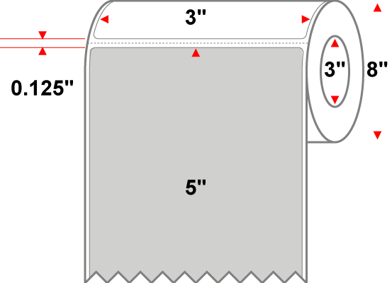 3 X 5 Premium Paper Thermal Transfer Label - Perforated - PMS Cool Gray 2 Cool Gray 2 - 8" Roll - Permanent