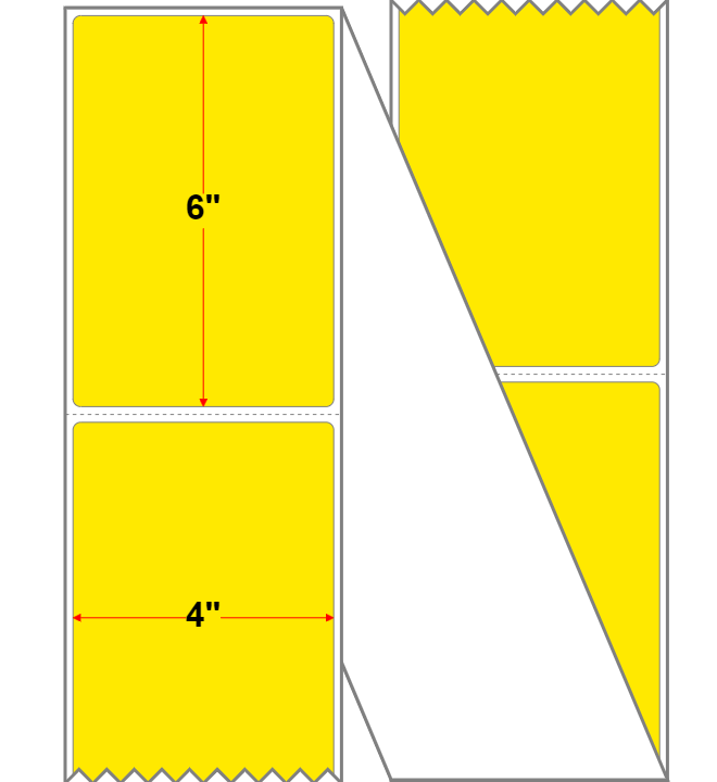 Fanfolded - 4 X 6 Premium Paper Direct Thermal Label - FL Yellow 803 - Permanent