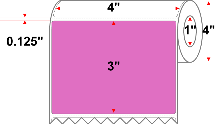 4 X 3 Premium Paper Thermal Transfer Label - Perforated - PMS 2385 Purple/Red 2385 - 4" Roll - Permanent