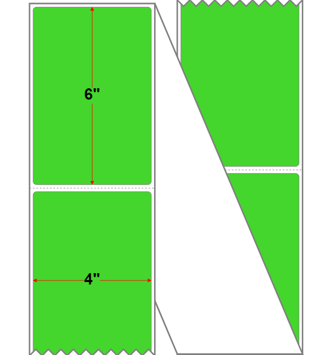 Fanfolded - 4 X 6 Premium Paper Direct Thermal Label - FL Green 802 - Permanent