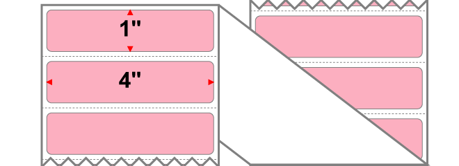 Fanfolded - 4 X 1 Premium Paper Thermal Transfer Label - PMS 1767 Pink 1767 - Permanent