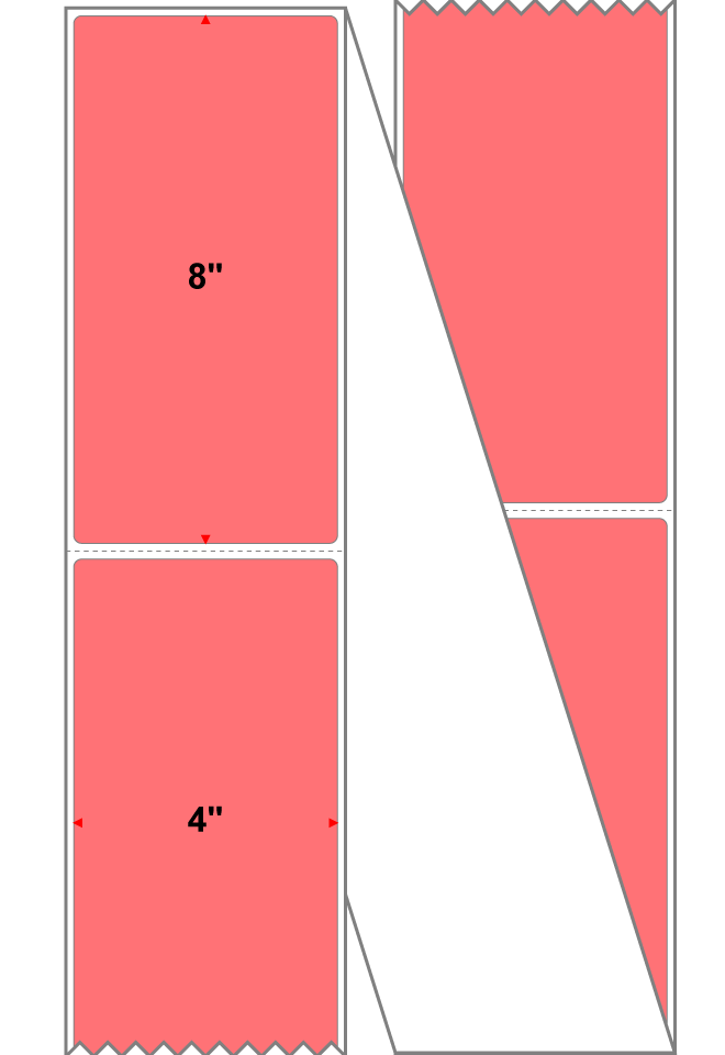 Fanfolded - 4 X 8 Premium Paper Thermal Transfer Label - Fluorescent Red 805 - Permanent