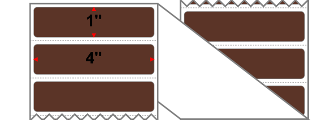 Fanfolded - 4 X 1 Premium Paper Thermal Transfer Label - PMS 4695 Dark Brown 4695 - Permanent