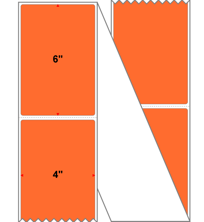 Fanfolded - 4 X 6 Premium Paper Direct Thermal Label - PMS 021 Orange 21 - Permanent