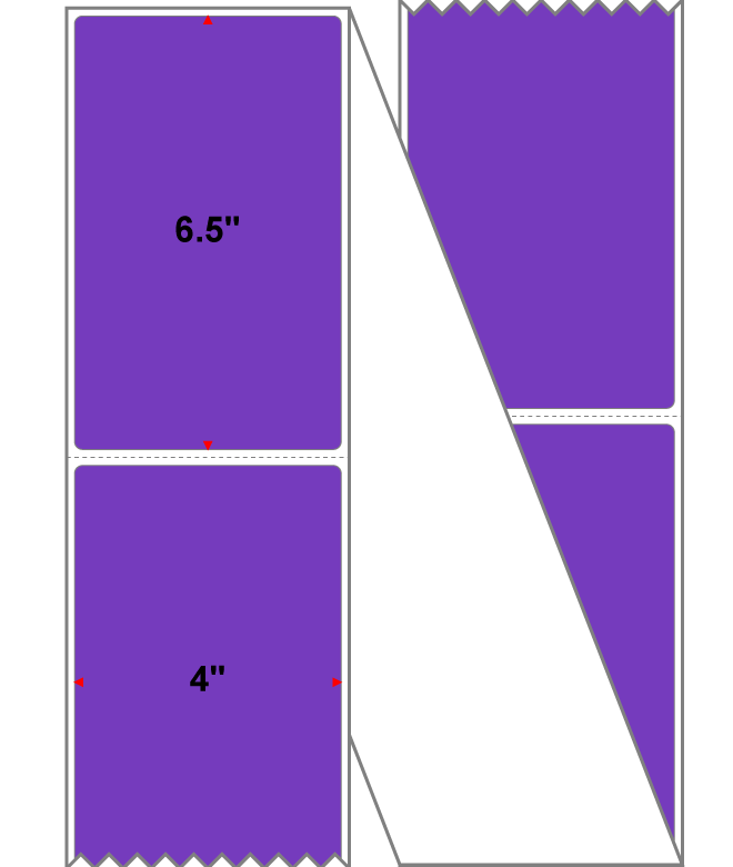 Fanfolded - 4 X 6.5 Premium Paper Thermal Transfer Label - PMS 266 Violet 266 - Permanent