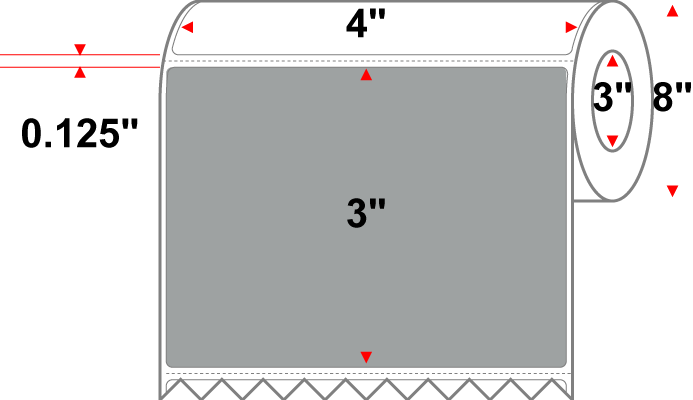 4 X 3 Premium Paper Thermal Transfer Label - Perforated - PMS 422 Gray (Medium) 422 - 8" Roll - Permanent