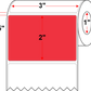 3 X 2 Premium Paper Direct Thermal Label - Perforated - Red 32 - 4" Roll - Permanent