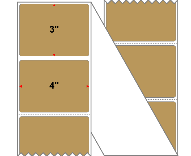 Fanfolded - 4 X 3 Premium Paper Direct Thermal Label - PMS 465 Cardboard Brown 465 - Permanent