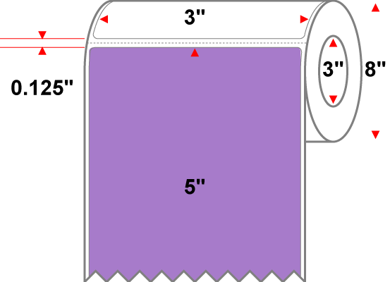 3 X 5 Premium Paper Thermal Transfer Label - Perforated - PMS 2577 Light Violet 2577 - 8" Roll - Permanent