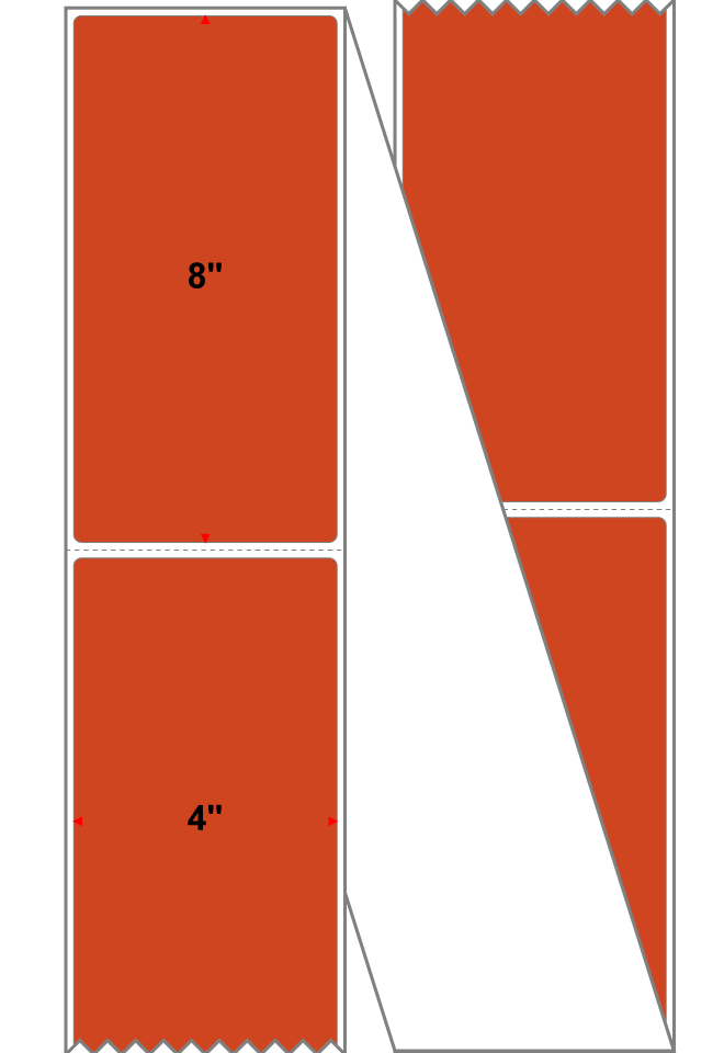 Fanfolded - 4 X 8 Premium Paper Thermal Transfer Label - PMS 173 Dark Orange 173 - Permanent
