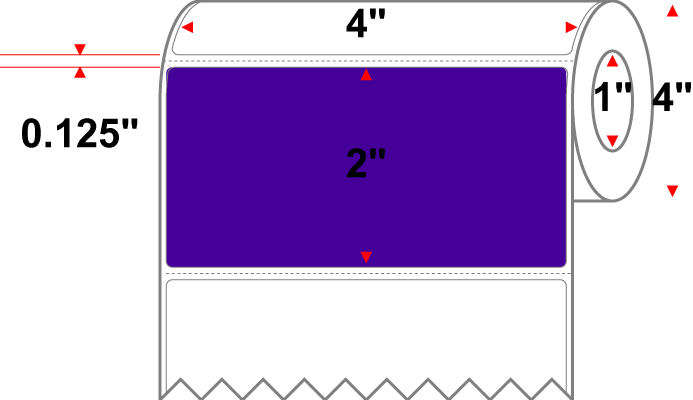 4 X 2 Premium Paper Direct Thermal Label - Perforated - Pantone Violet (Dark) Pantone Violet (Dark) - 4" Roll - Permanent