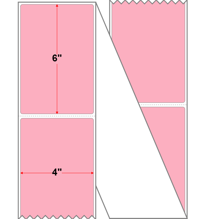 Fanfolded - 4 X 6 Premium Paper Thermal Transfer Label - Pink 1767 - Permanent