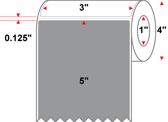 3 X 5 Premium Paper Thermal Transfer Label - Perforated - PMS Cool Gray 7 (Dark) Gray 7 - 4" Roll - Permanent