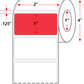 2 X 1 Premium Paper Direct Thermal Label - Perforated - Red 32 - 4" Roll - Permanent