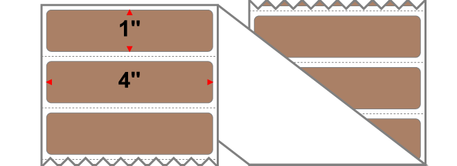 Fanfolded - 4 X 1 Premium Paper Direct Thermal Label - PMS 479 Brown 479 - Permanent