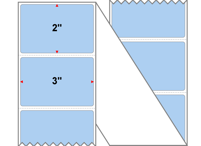 Fanfolded - 3 X 2 Premium Paper Thermal Transfer Label - PMS 277 Light Blue 277 - Permanent