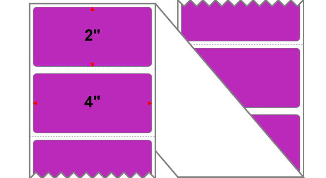 Fanfolded - 4 X 2 Premium Paper Thermal Transfer Label - Pantone Purple Pantone Purple - Permanent