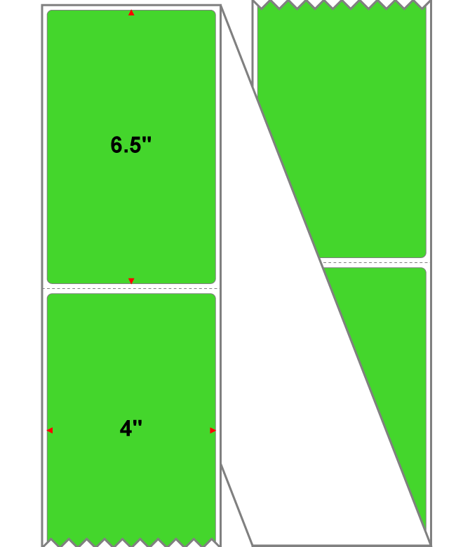 Fanfolded - 4 X 6.5 Premium Paper Thermal Transfer Label - Fluorescent Green 802 - Permanent