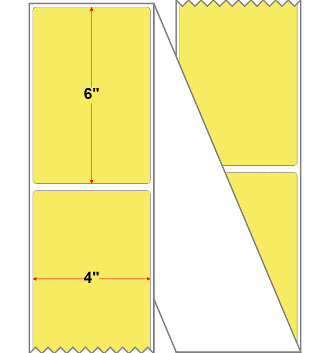 Fanfolded - 4 X 6 Economy Paper Direct Thermal Label - Light Yellow 100 - Permanent